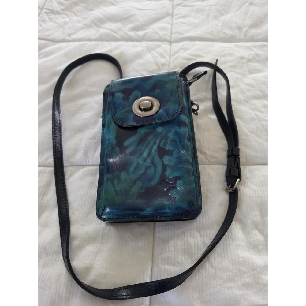 Patricia Nash Felicita Leather Phone Crossbody Wallet Deep Blue Sea